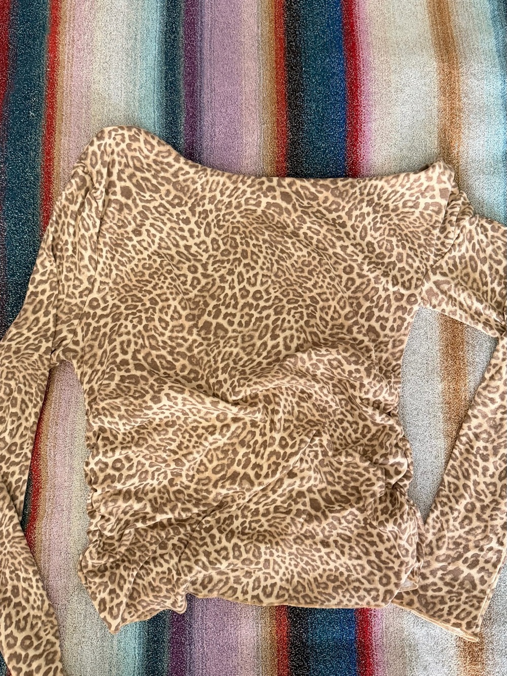 Cotton On Leopard Print Long Sleeve Ruched Top
